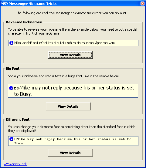 MSN Name Tricks Screenshot